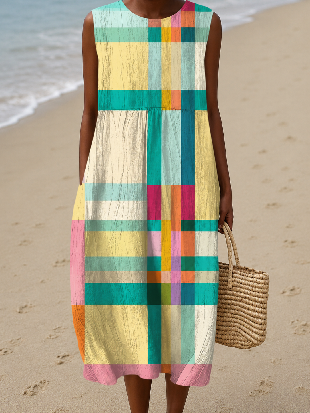 Deanna | Robe Midi Sans manches Coloré