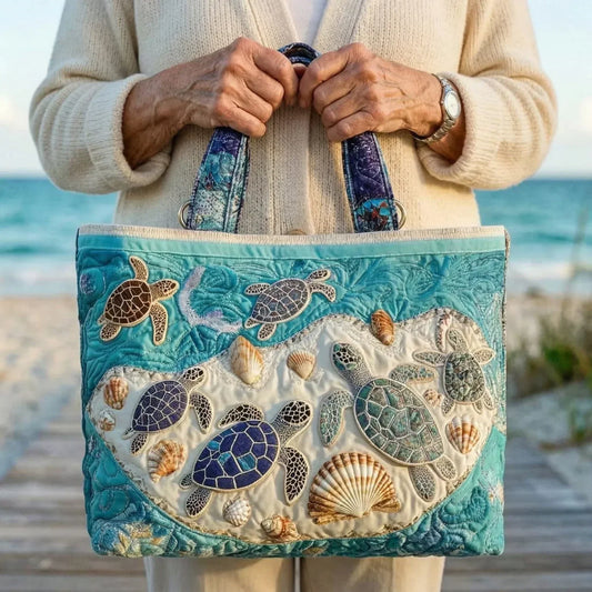 Sac fourre-tout matelassé - Tortues et coquillages