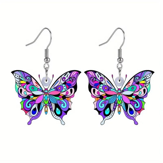 Boucles d'oreilles papillon colorées pour femme