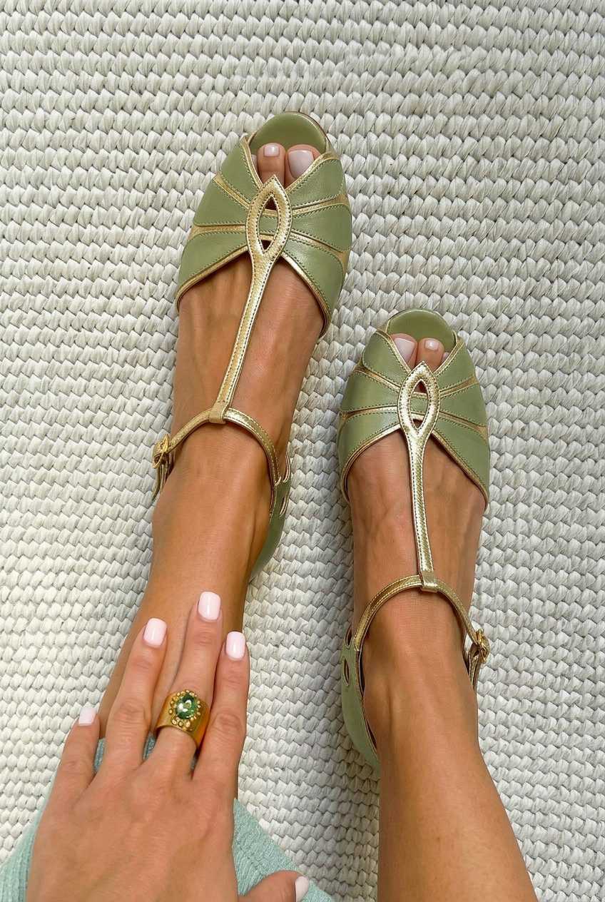 Talons carrés ajouré bout ouvert à bride en T