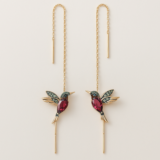 Boucles d'oreilles Colibri en émail et oxydes de zirconium