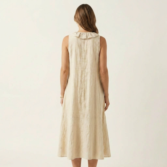 Violette | Robe en lin sans manches à volants