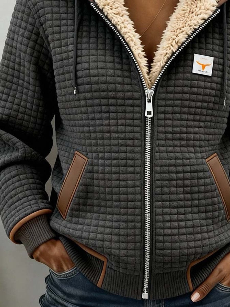 Bridgette | Veste à Capuche Texturée et Douillette avec Fermeture Éclair
