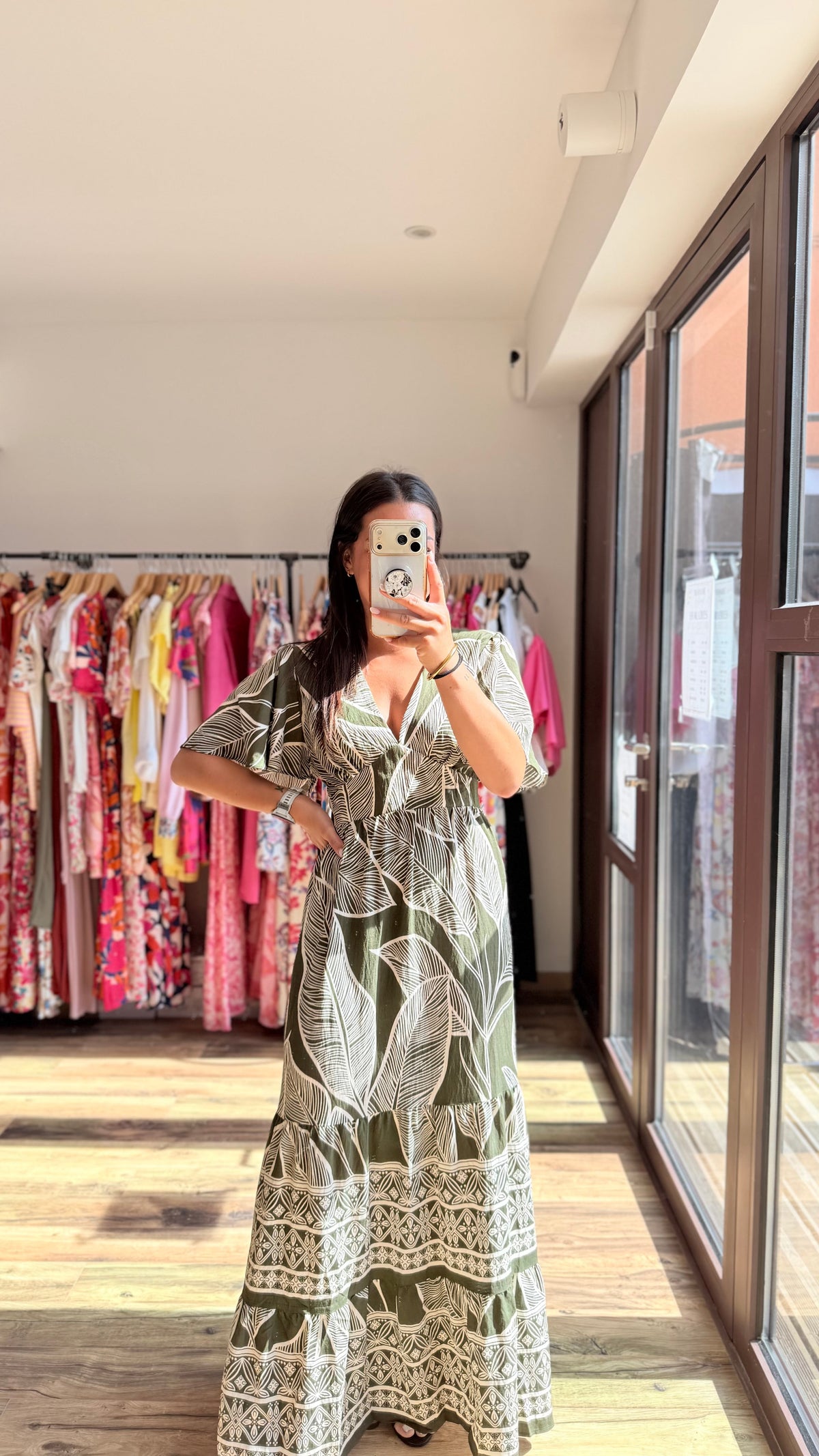Adriana – Robe long kaki