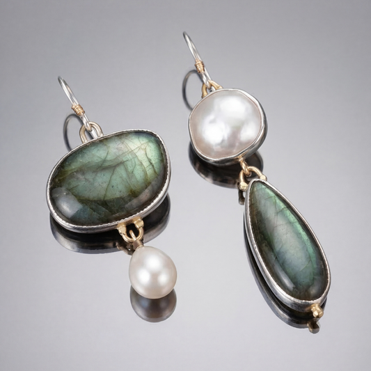 Élégantes boucles d'oreilles llamativos à perles de labradorita