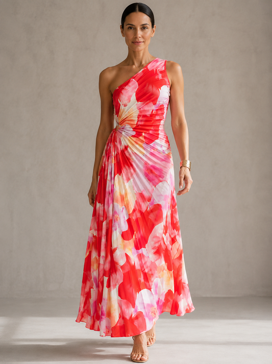 Yanira | Robe Plissé à Épaule Unique