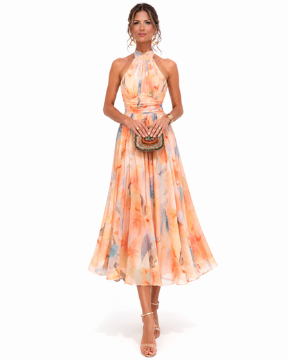 Aurora | Robe Halter à Imprimé aquarelle
