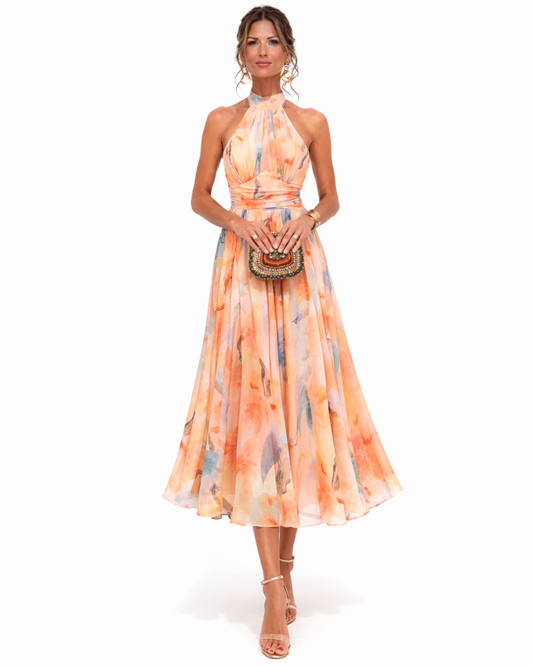 Aurora | Robe Halter à Imprimé aquarelle