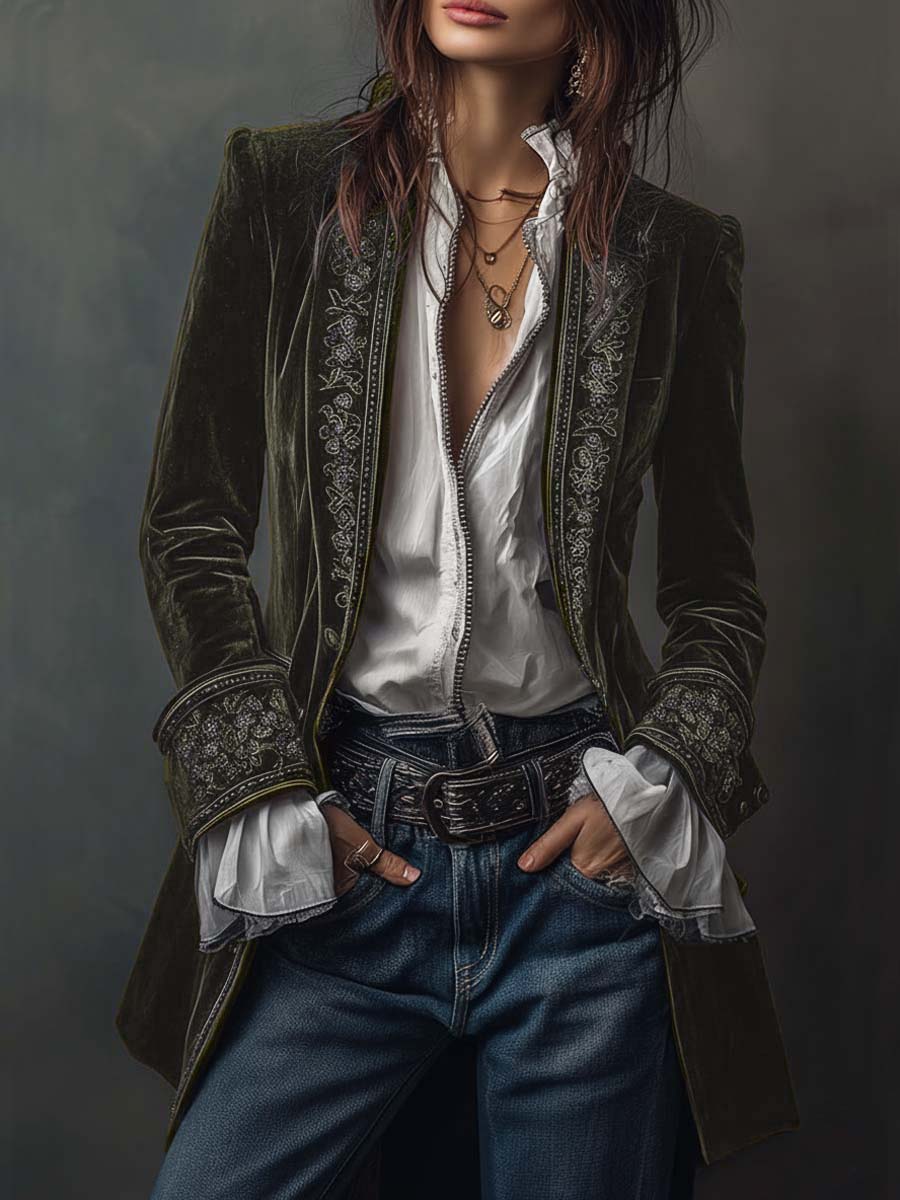 Gabrielle | Veste Longue Brodée