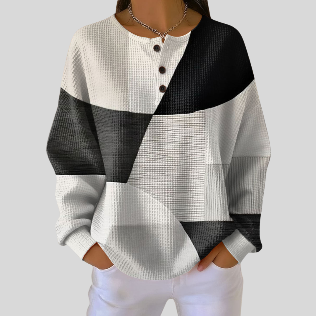 Rieneke | Pull Henley en maille gaufrée