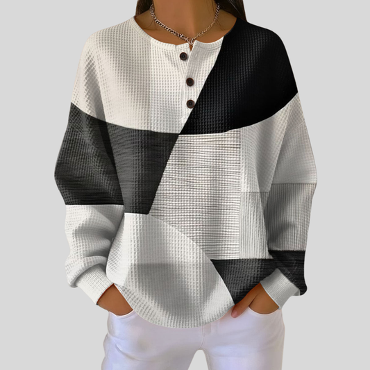 Rieneke | Pull Henley en maille gaufrée