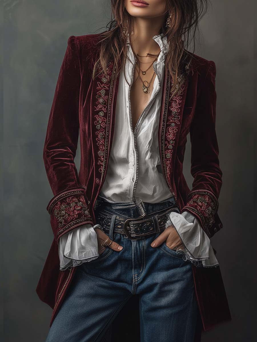 Gabrielle | Veste Longue Brodée