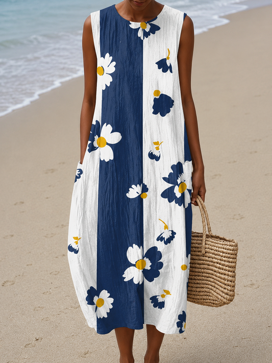 Talia | Robe Midi Fleuri Sans manches