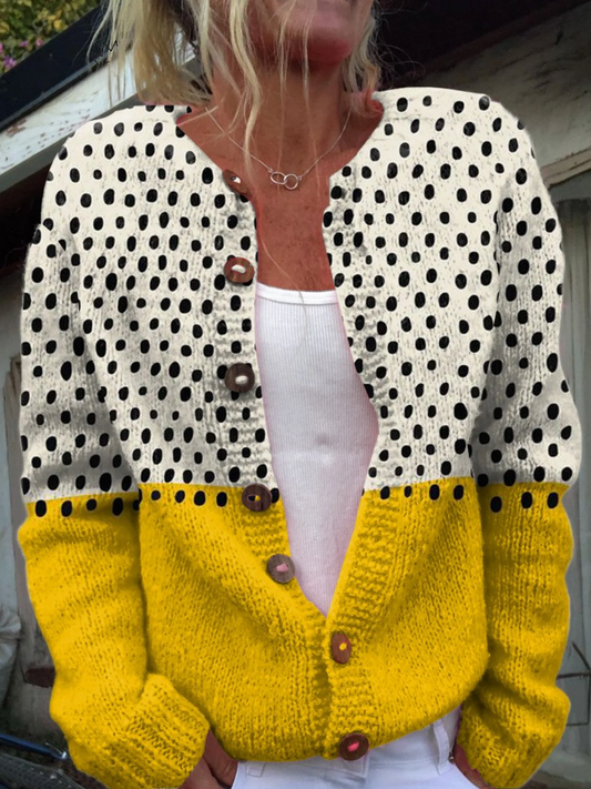 Maude | Cardigan Boutonné à Blocs de Couleurs