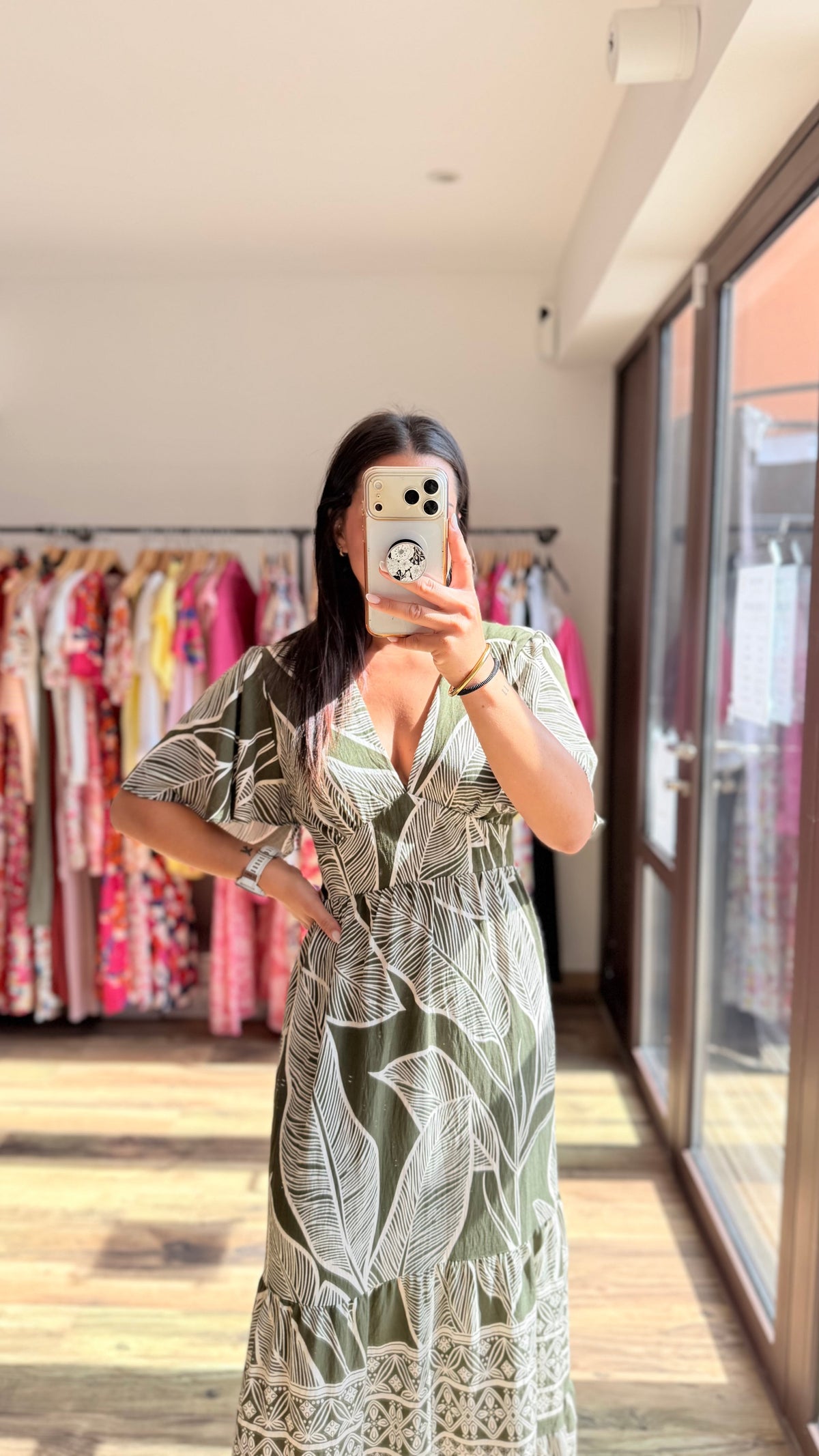 Adriana – Robe long kaki