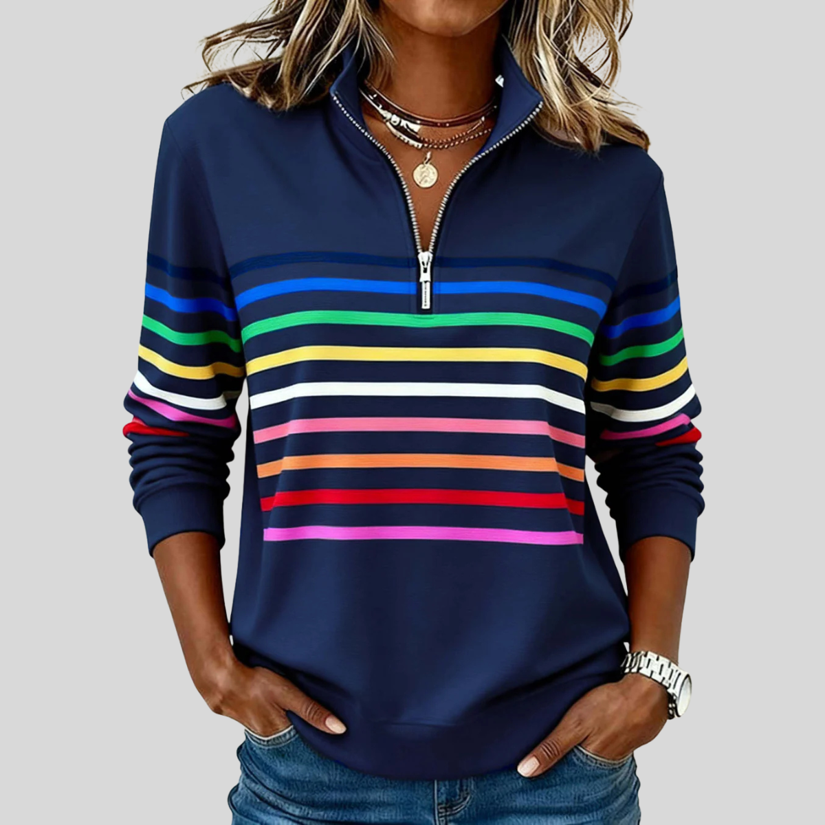 Reinou | Pull Sportif à Col Montant et Demi-Zip