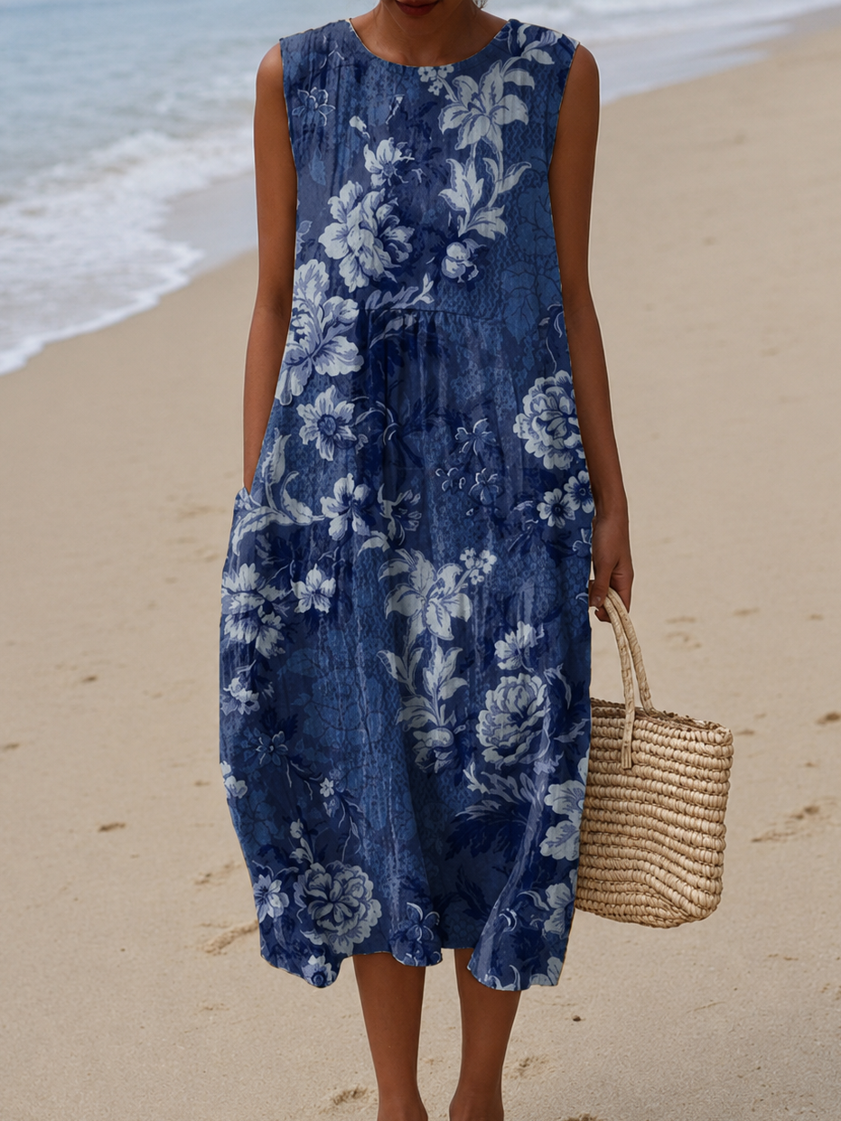 Callista | Robe Midi Fleuri Sans manches
