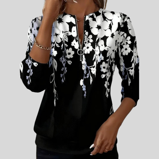 Marjolijn | Haut à Imprimé Floral avec Zip