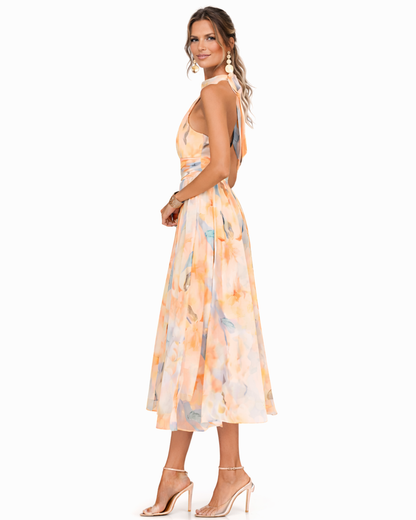 Aurora | Robe Halter à Imprimé aquarelle