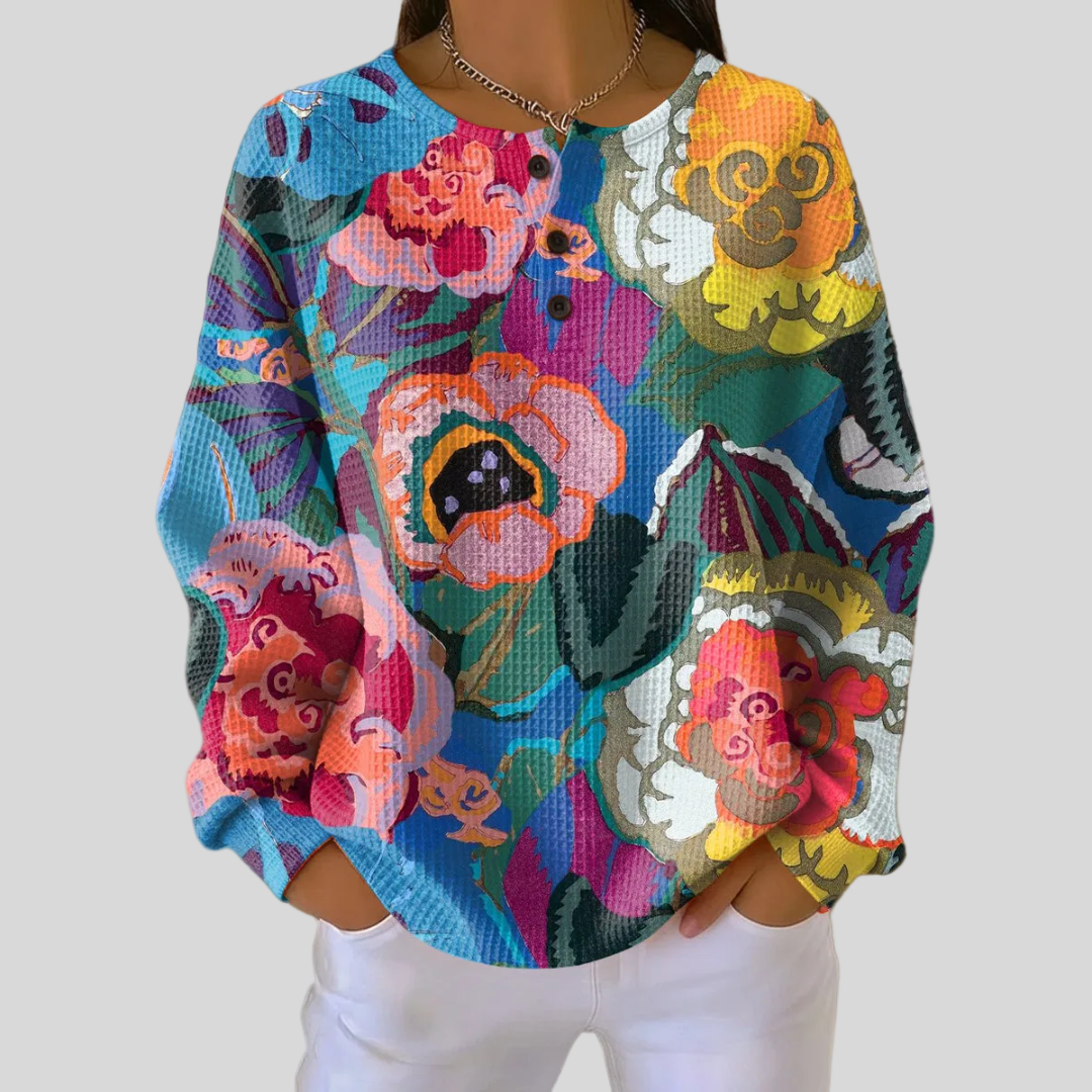 Rita | Pull à Motif Floral en Waffle