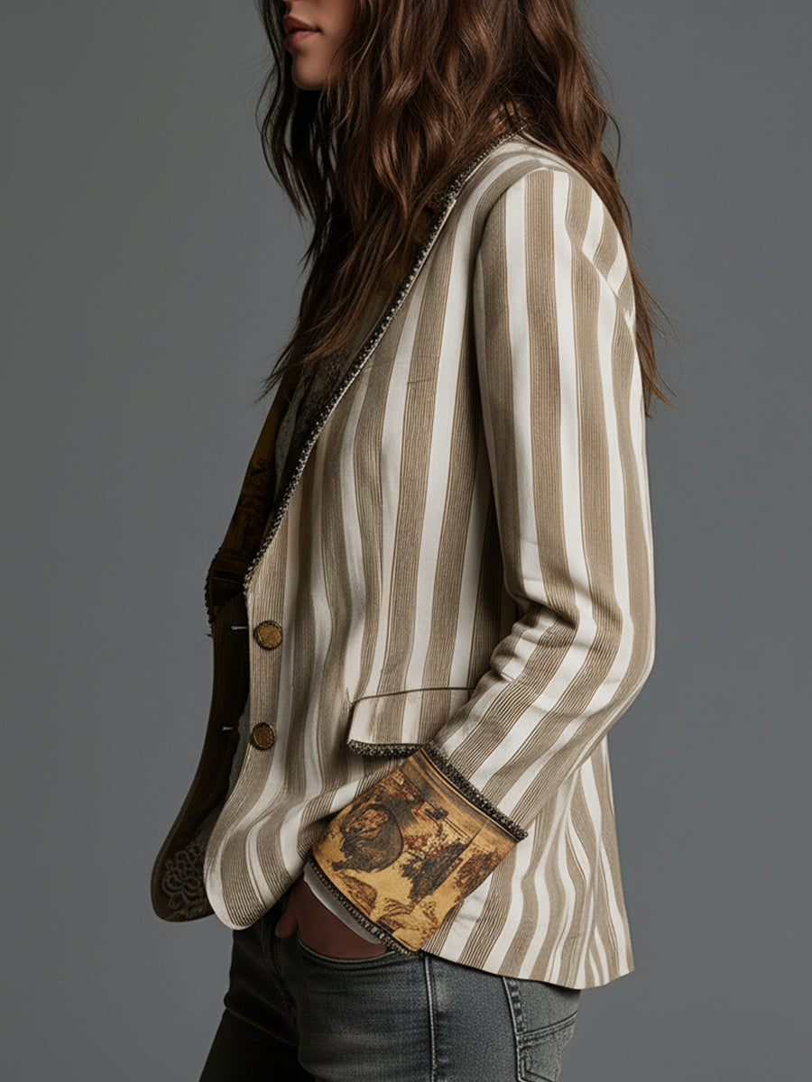Claire | Blazer Rayé au Style Artistique