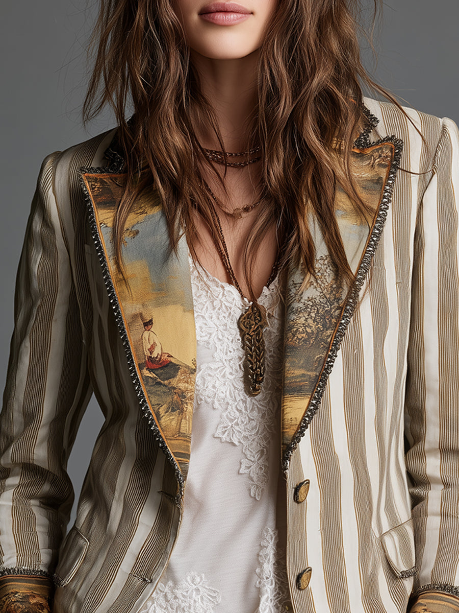 Claire | Blazer Rayé au Style Artistique