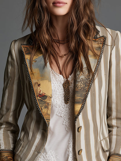 Claire | Blazer Rayé au Style Artistique