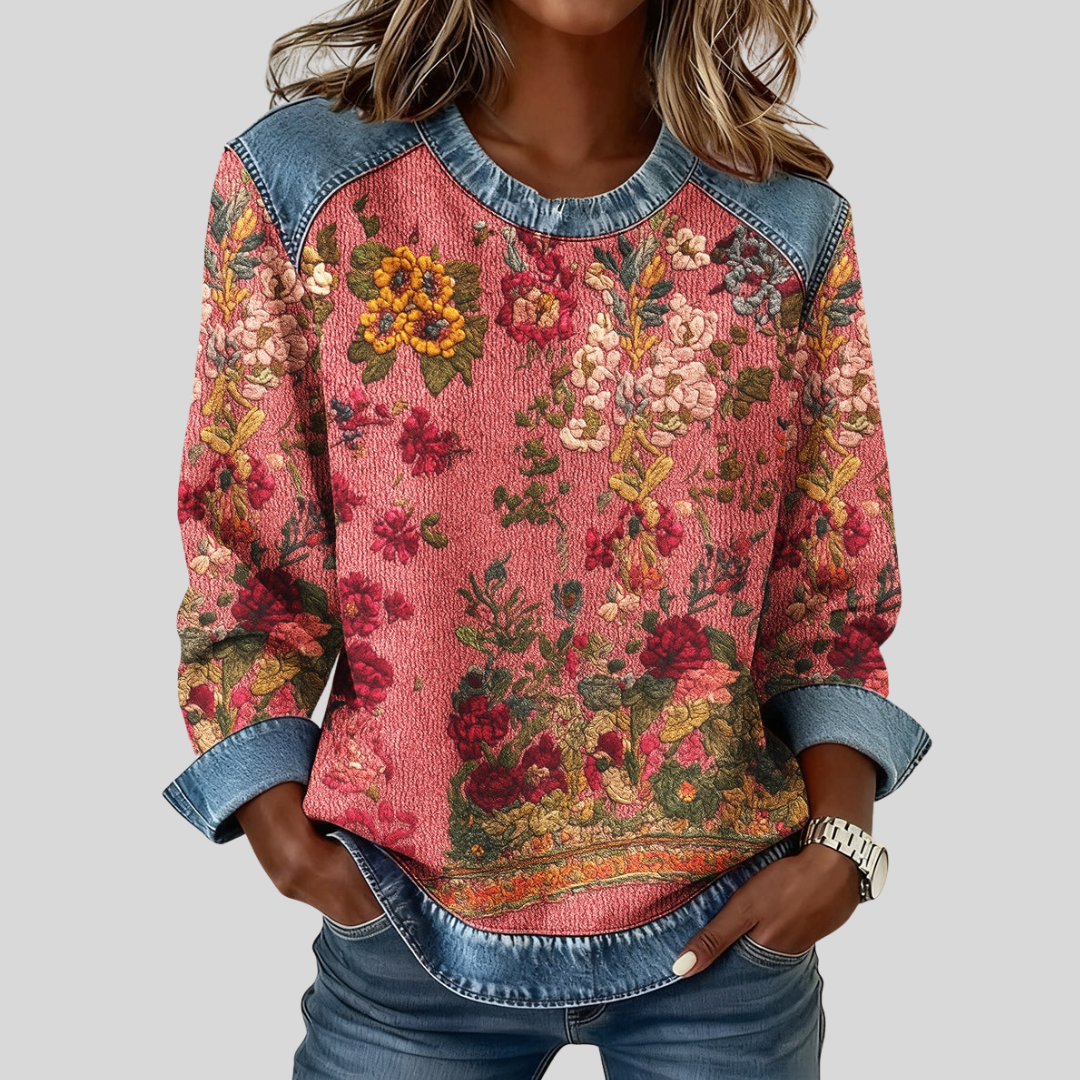 Tialda | Pull à Imprimé Floral Élégant
