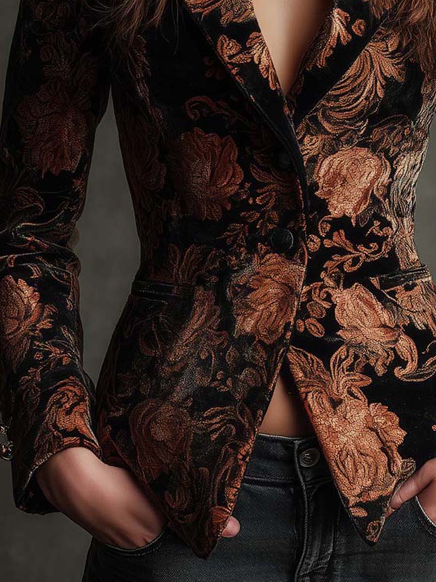 Amélie | Blazer Fleuri Orné