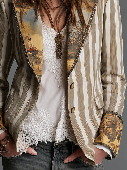 Claire | Blazer Rayé au Style Artistique