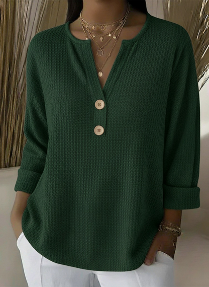 Lucia | T-shirt Henley à Texture avec Boutons