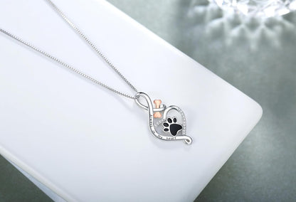Collier Patte de Chien Chanceuse avec Cœur, Os et Infini – Pendentif « Toujours dans Mon Cœur »