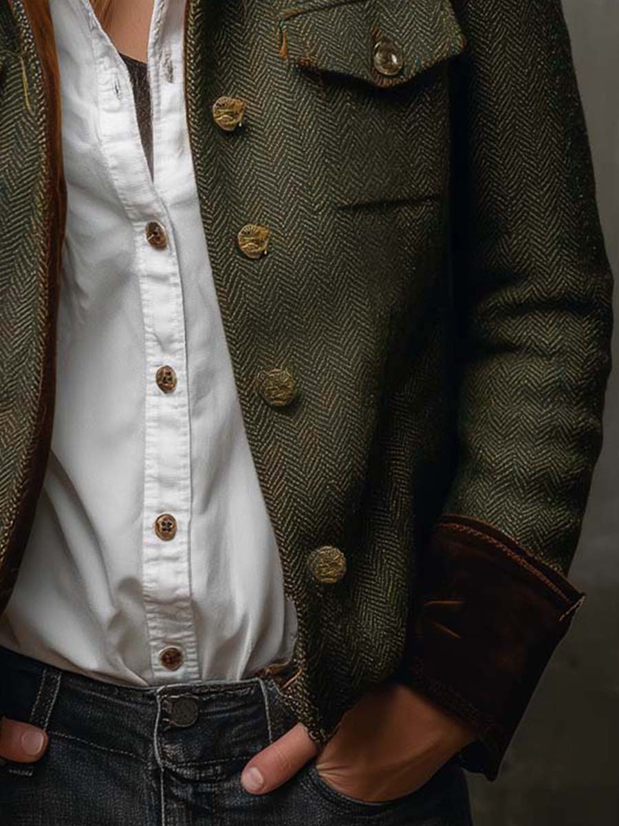 Rachel | Veste à Chevrons d’Inspiration Héritage