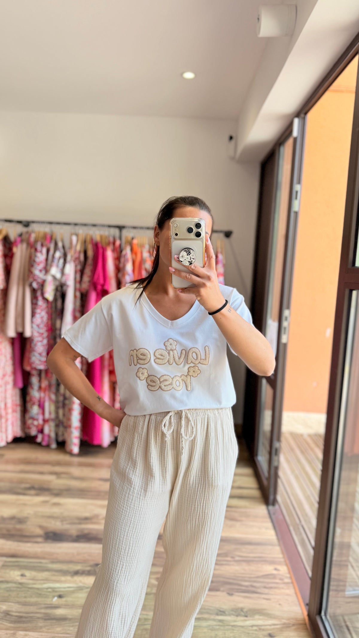 T-shirt la vie en rose beige Curvy