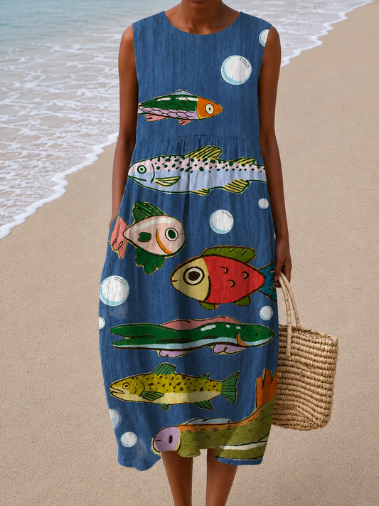 Nina | Robe Midi Sans manches coupe décontractée