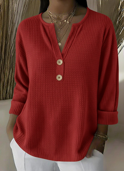 Lucia | T-shirt Henley à Texture avec Boutons