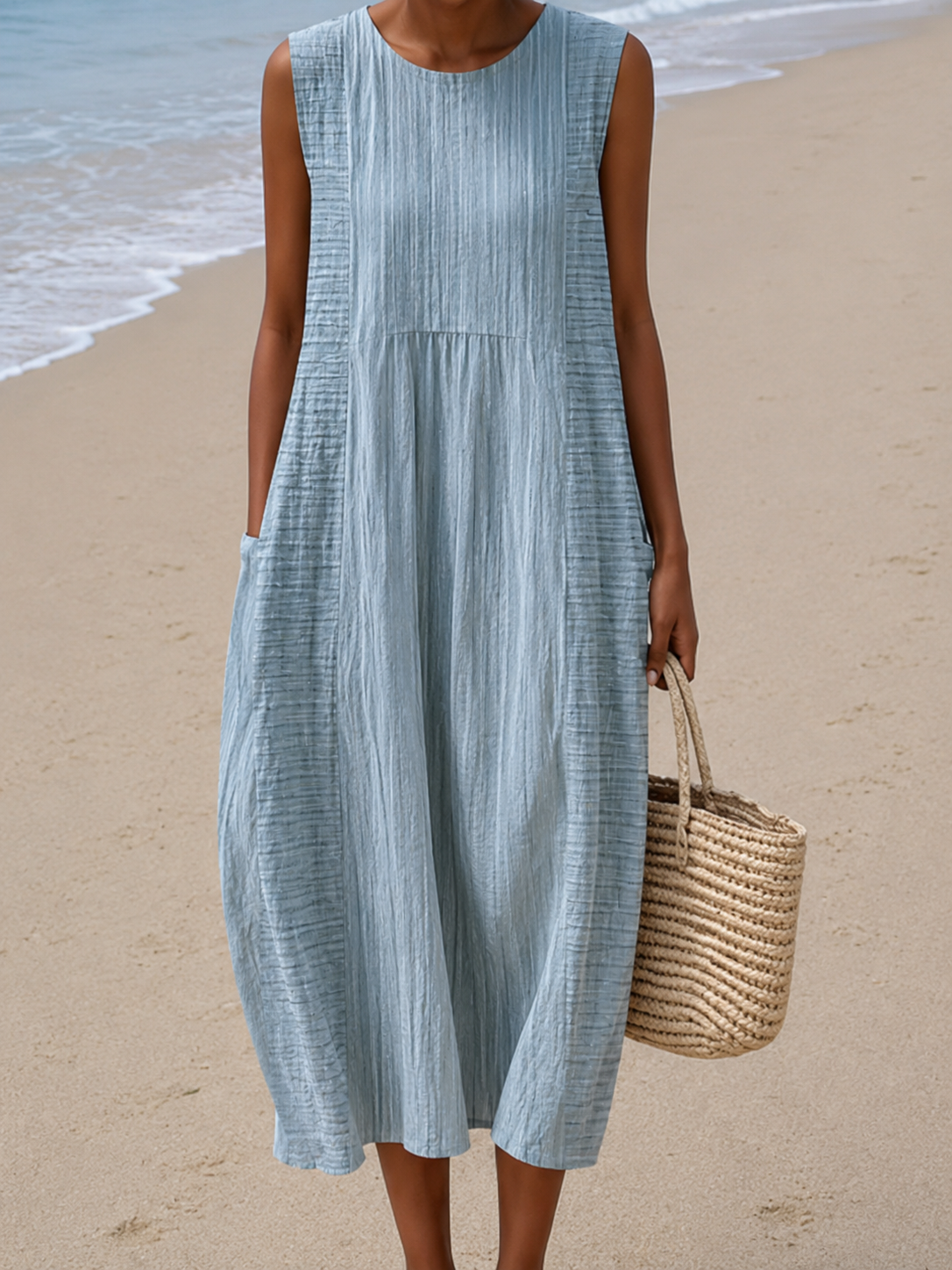 Maribeth | Robe Midi Sans manches Décontracté