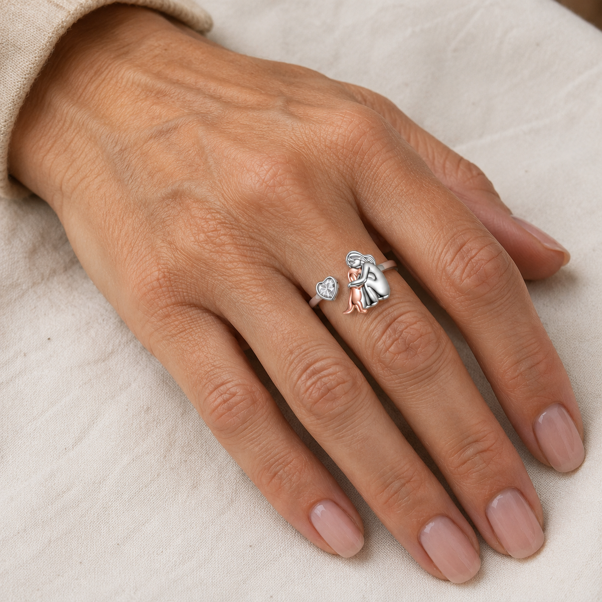 L'Étreinte Éternelle - Bague Ajustable Avec Gravure
