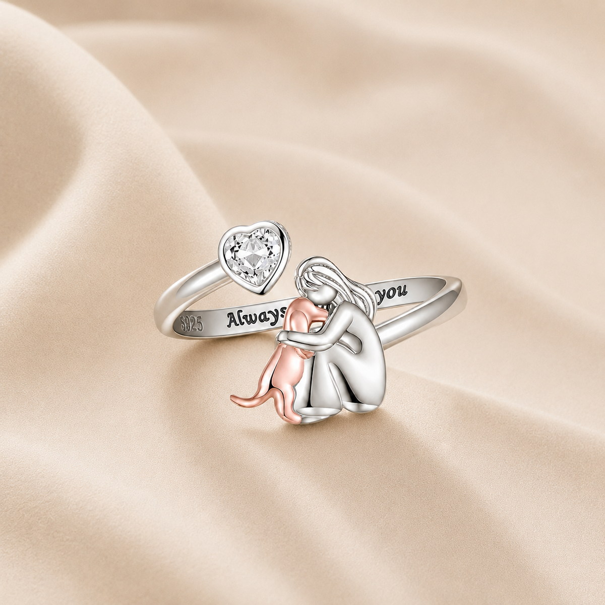 L'Étreinte Éternelle - Bague Ajustable Avec Gravure