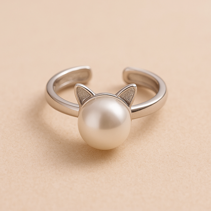 Magnifique collier chat avec perles et boucles d'oreilles + bague offertes