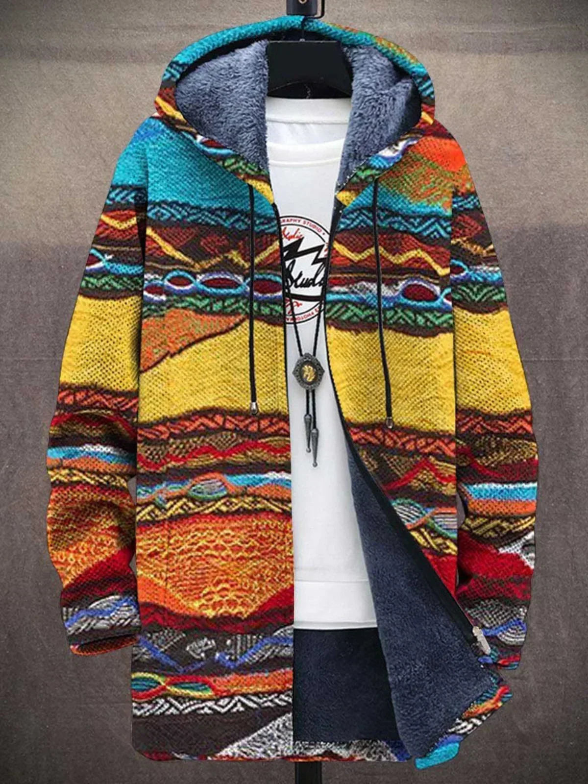 CYNTHIA | Cardigan à capuche au motif artistique