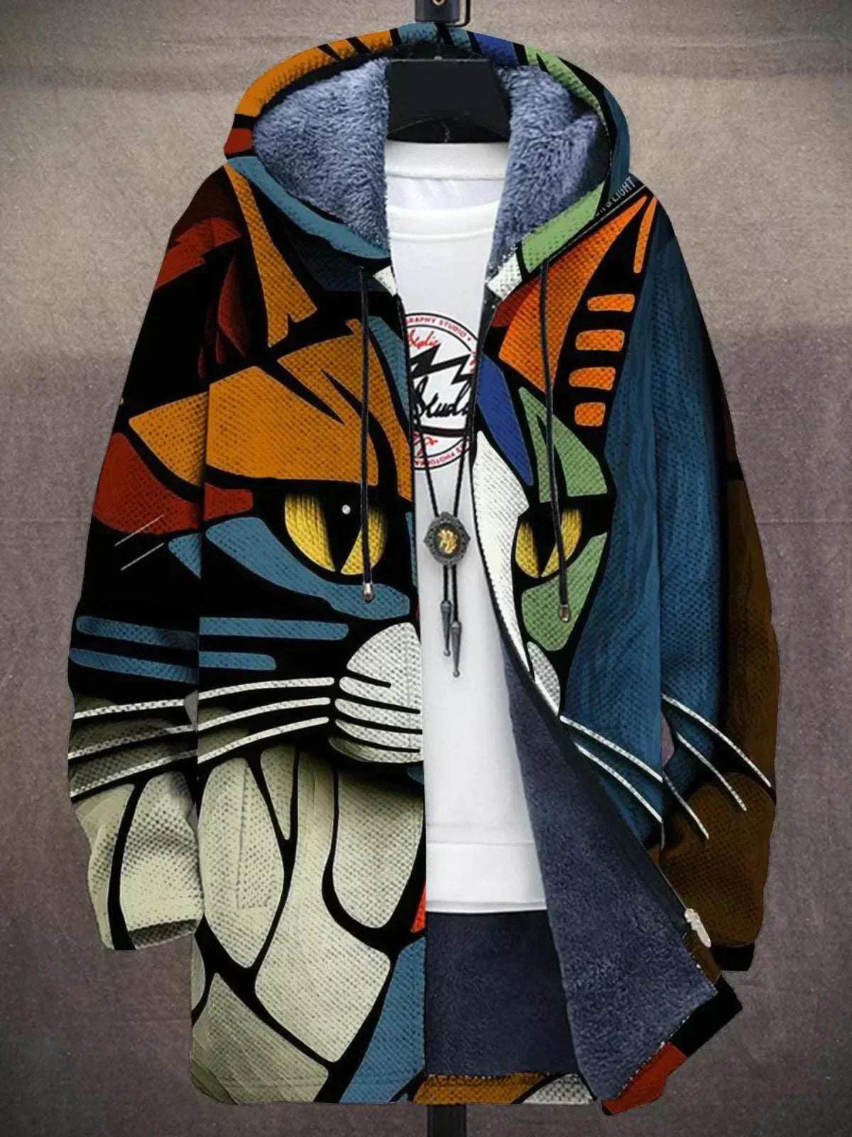 CYNTHIA | Cardigan à capuche au motif artistique