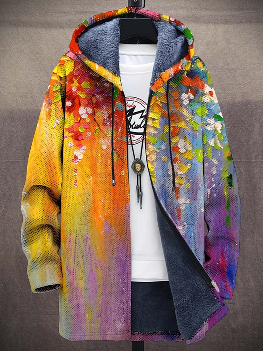 DELIA | Cardigan à capuche au motif artistique