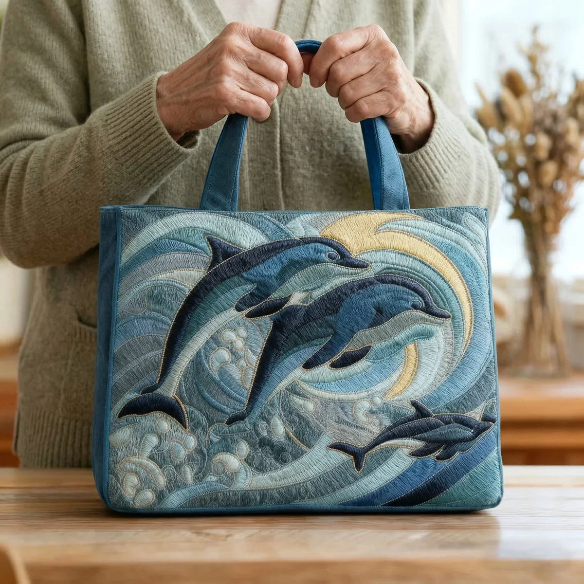 Sac fourre-tout matelassé - Dauphins de l’océan