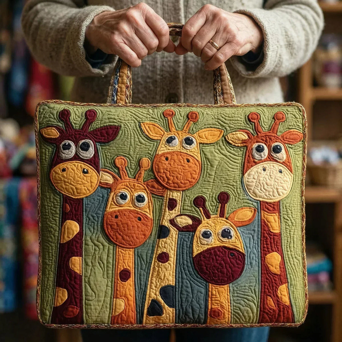 Sac cabas matelassé - Girafes espiègles