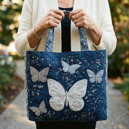 Sac fourre-tout matelassé - Papillons argentés