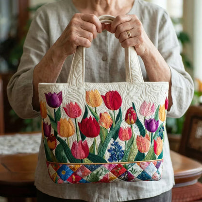 Sac fourre-tout matelassé - Jardin de tulipes