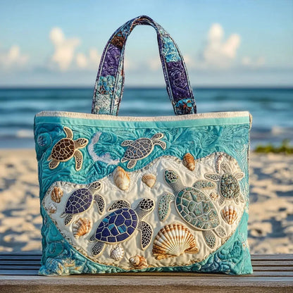 Sac fourre-tout matelassé - Tortues et coquillages