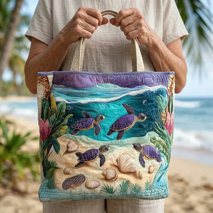 Sac cabas matelassé - Tortues dans le lagon
