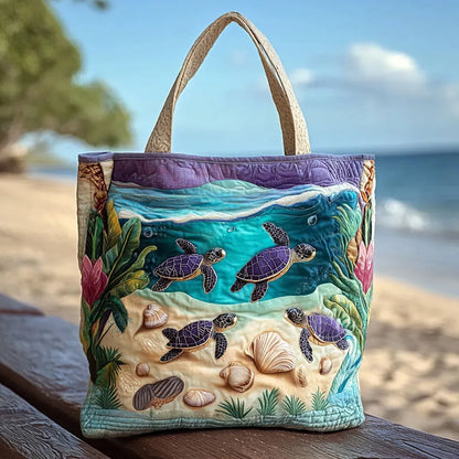 Sac cabas matelassé - Tortues dans le lagon